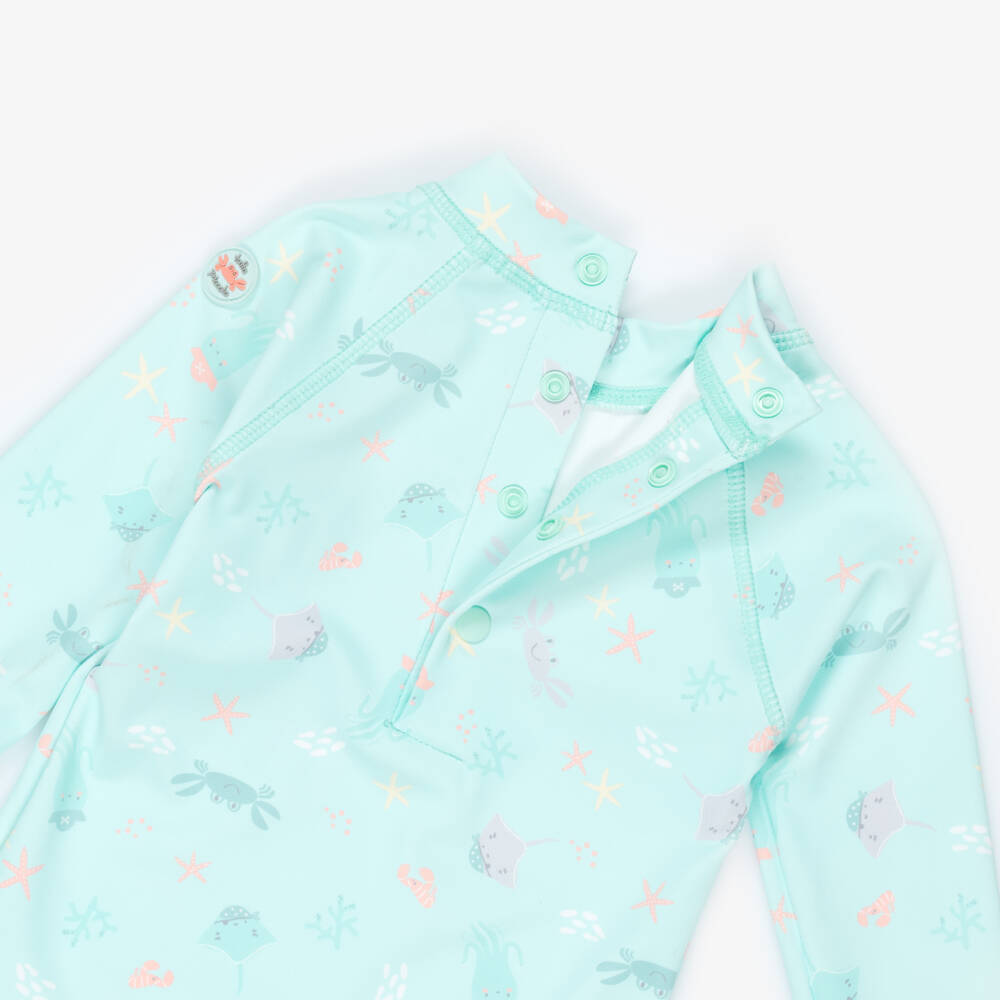 Tutto Piccolo-Boys Turquoise Green Sea Creature Swim Set | Childrensalon Outlet