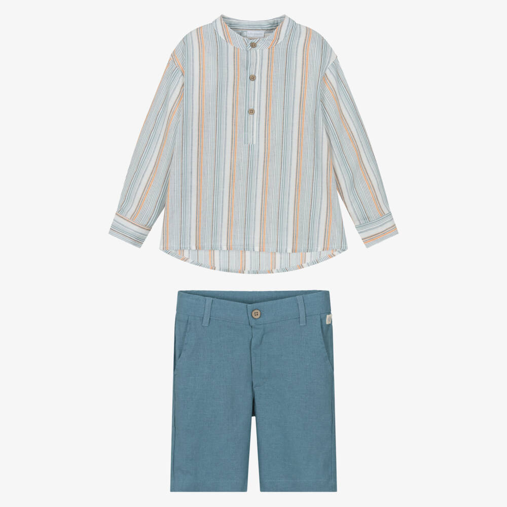 Tutto Piccolo-طقم شورت مخطط زاهي للأولاد | Childrensalon Outlet