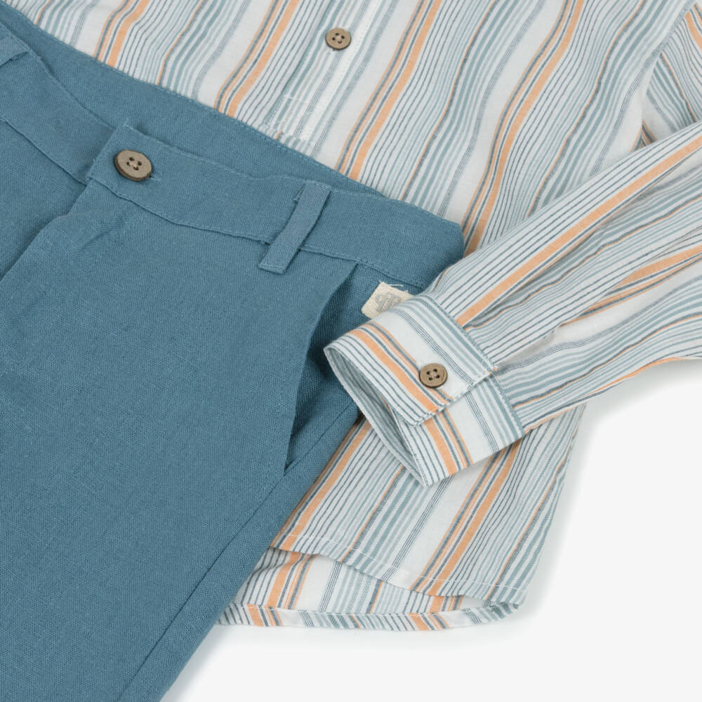 Tutto Piccolo-طقم شورت مخطط زاهي للأولاد | Childrensalon Outlet