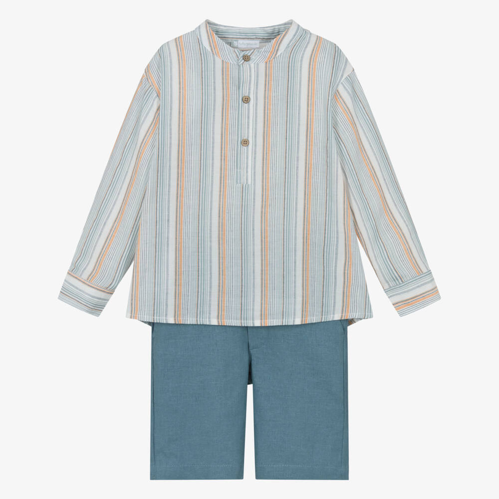 Tutto Piccolo-طقم شورت مخطط زاهي للأولاد | Childrensalon Outlet