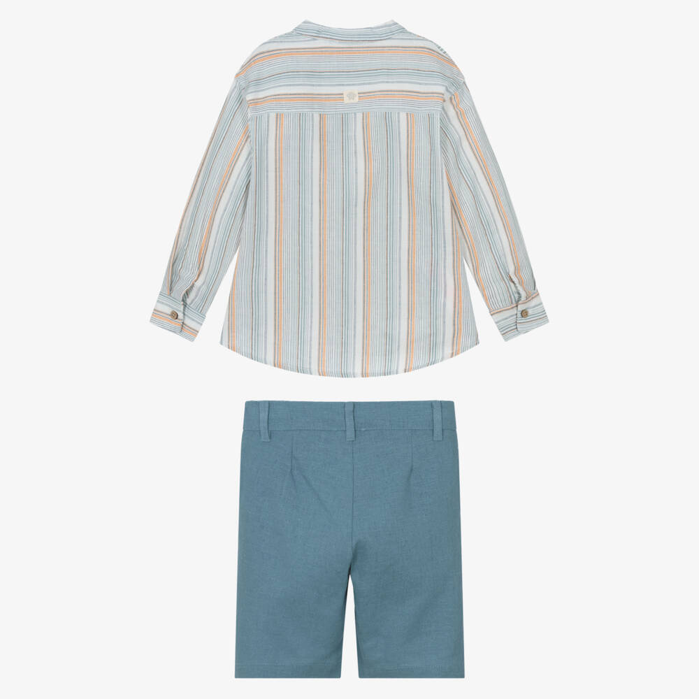 Tutto Piccolo-طقم شورت مخطط زاهي للأولاد | Childrensalon Outlet