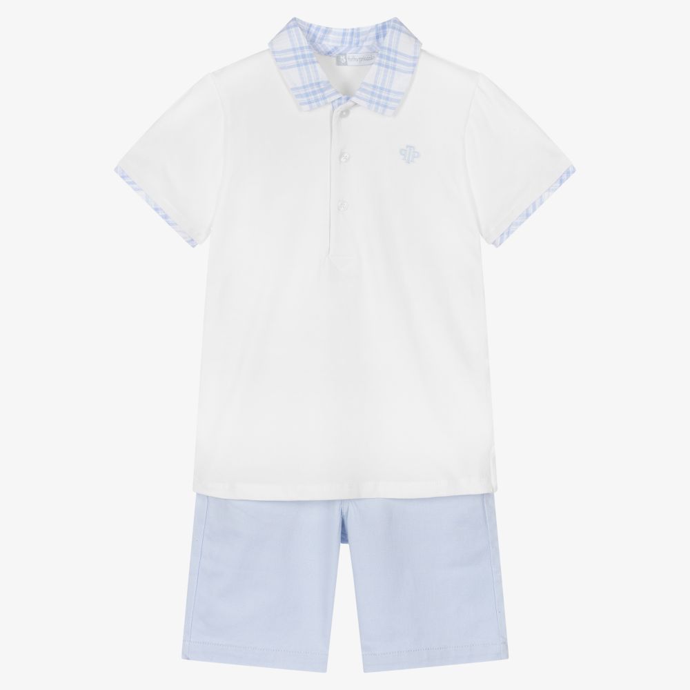 Tutto Piccolo - Shorts-Set in Weiß und Blau (J) | Childrensalon