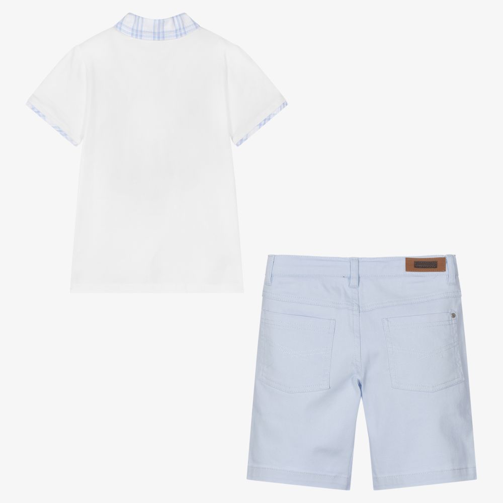 Tutto Piccolo-Boys White & Blue Shorts Set | Childrensalon Outlet