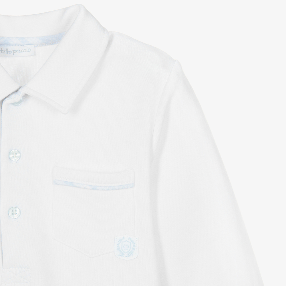 Tutto Piccolo-Boys White Cotton Polo Shirt | Childrensalon Outlet