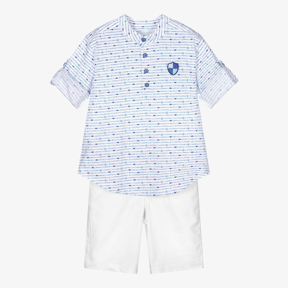 Tutto Piccolo - Boys White Cotton Shorts Set | Childrensalon