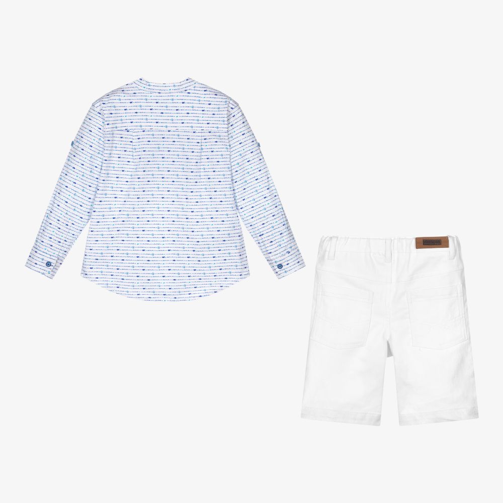 Tutto Piccolo-Boys White Cotton Shorts Set | Childrensalon Outlet