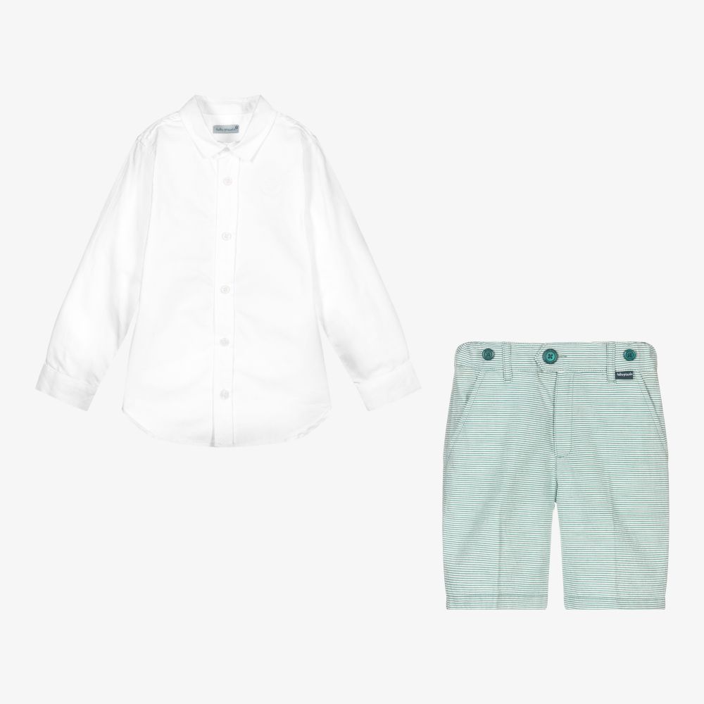 Tutto Piccolo-Boys White & Green Shorts Set | Childrensalon Outlet
