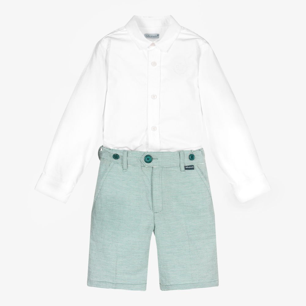 Tutto Piccolo - Ens. short blanc/vert Garçon | Childrensalon