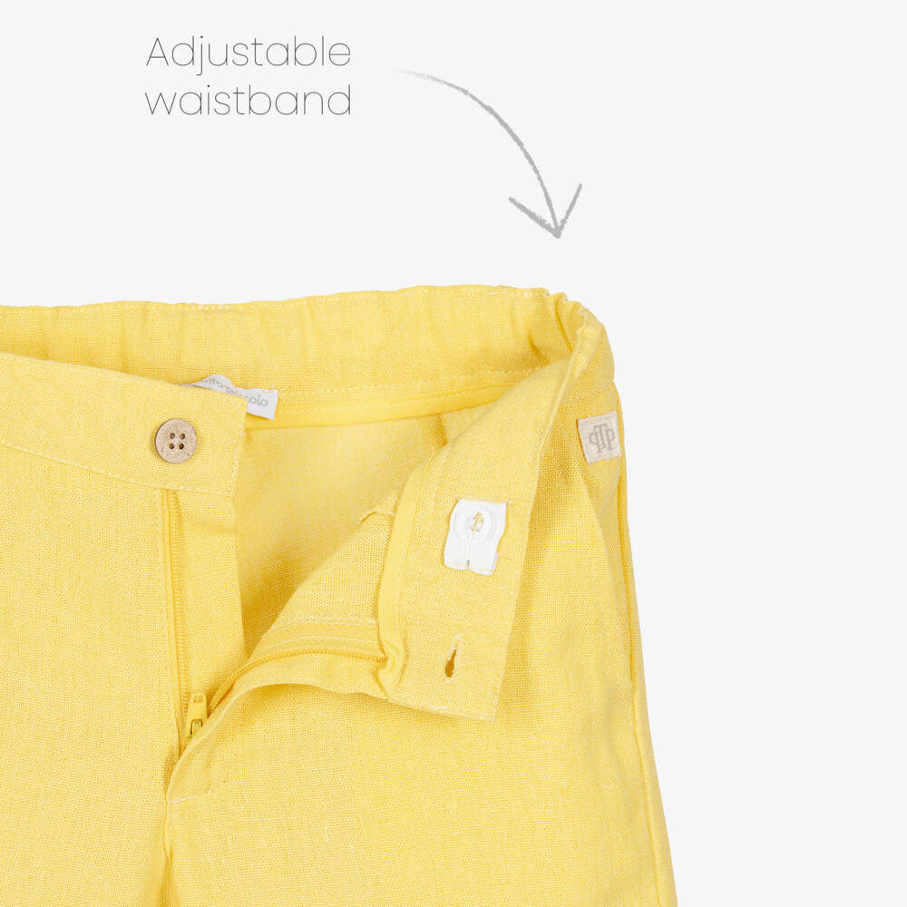 Tutto Piccolo-Boys White & Yellow Cotton & Linen Shorts Set | Childrensalon Outlet