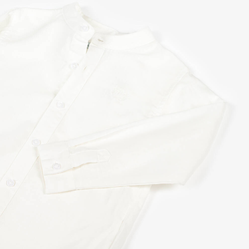 Tutto Piccolo-Boys White & Yellow Cotton & Linen Shorts Set | Childrensalon Outlet