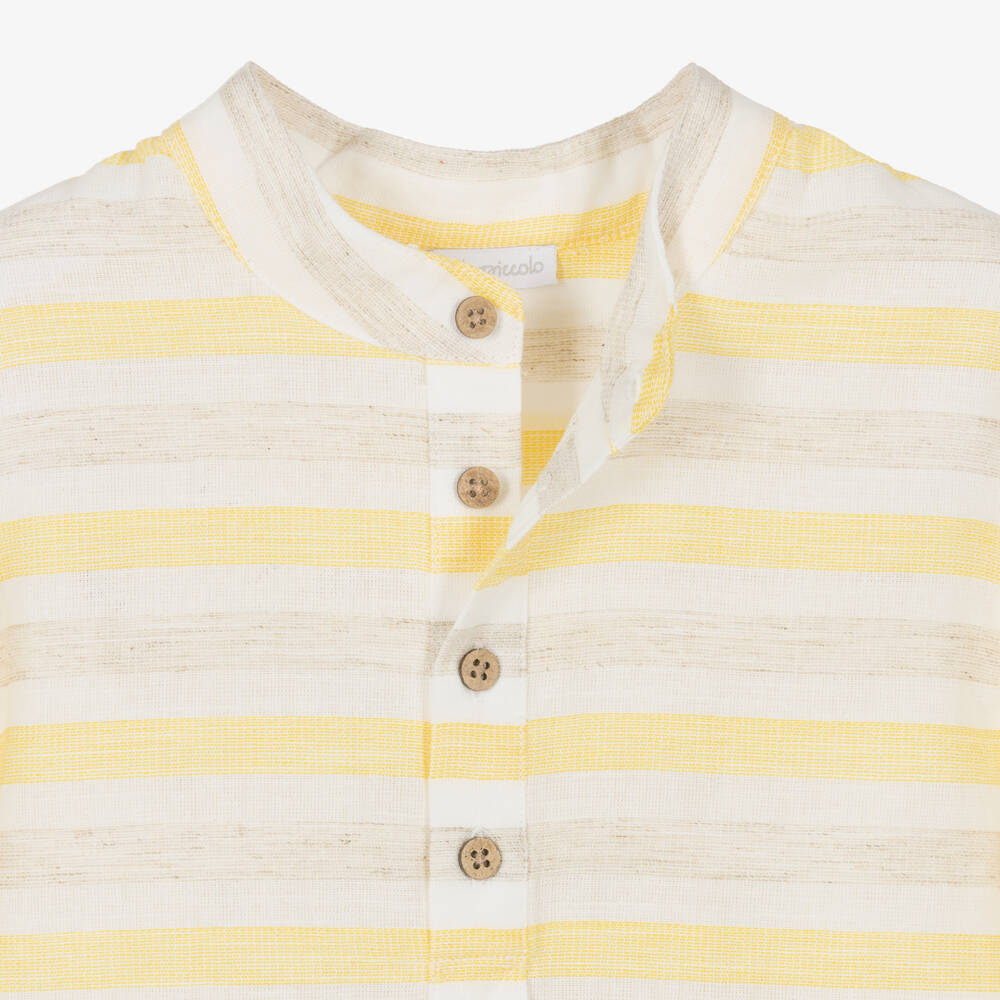 Tutto Piccolo-Boys Yellow & Beige Stripe Shorts Set | Childrensalon Outlet