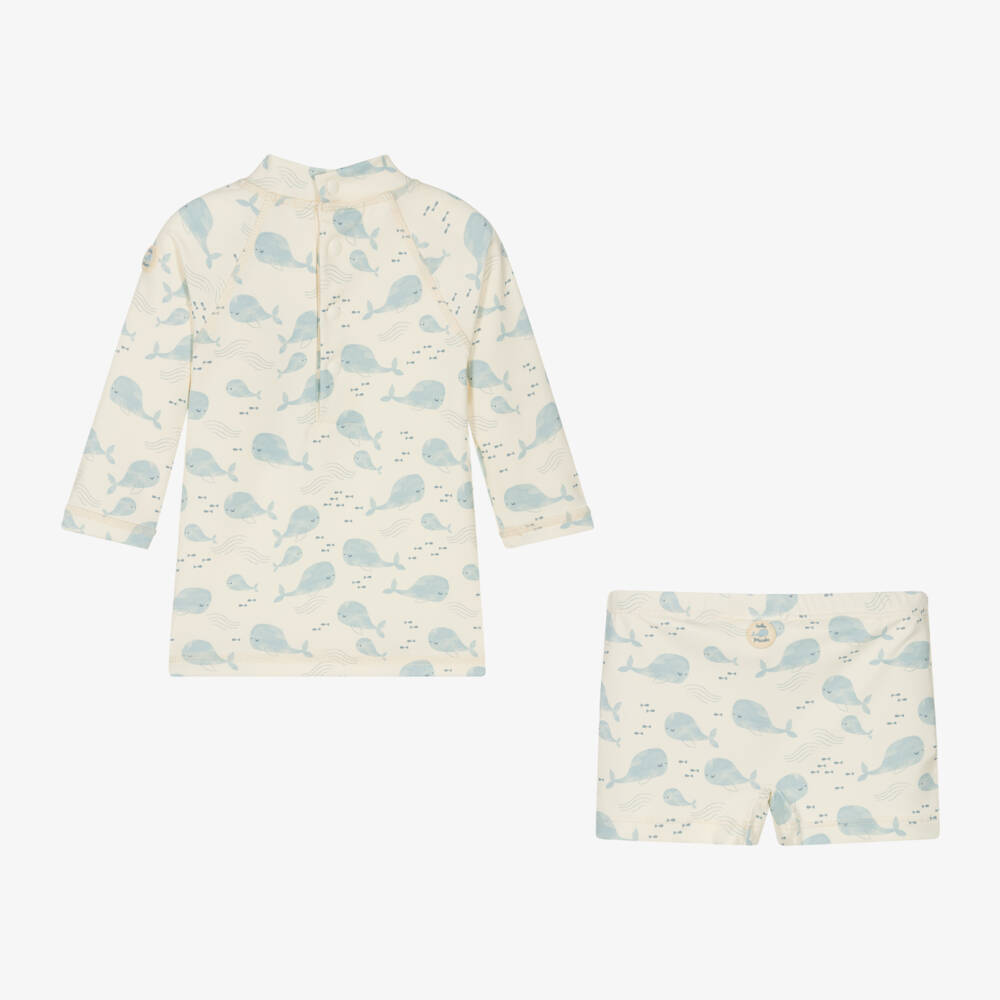 Tutto Piccolo-طقم سباحة بطبعة حوت لون أصفر وأزرق للمواليد | Childrensalon Outlet