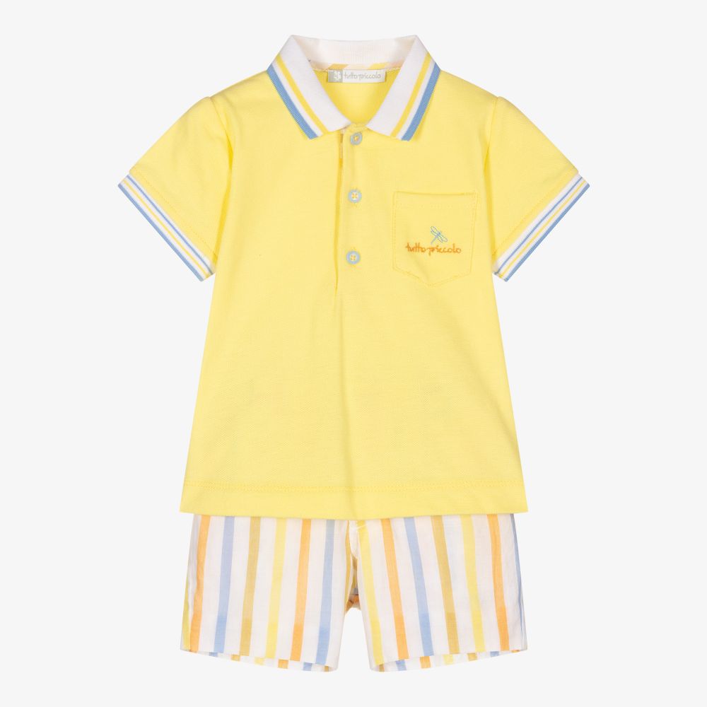 Tutto Piccolo-Boys Yellow Cotton Shorts Set | Childrensalon Outlet
