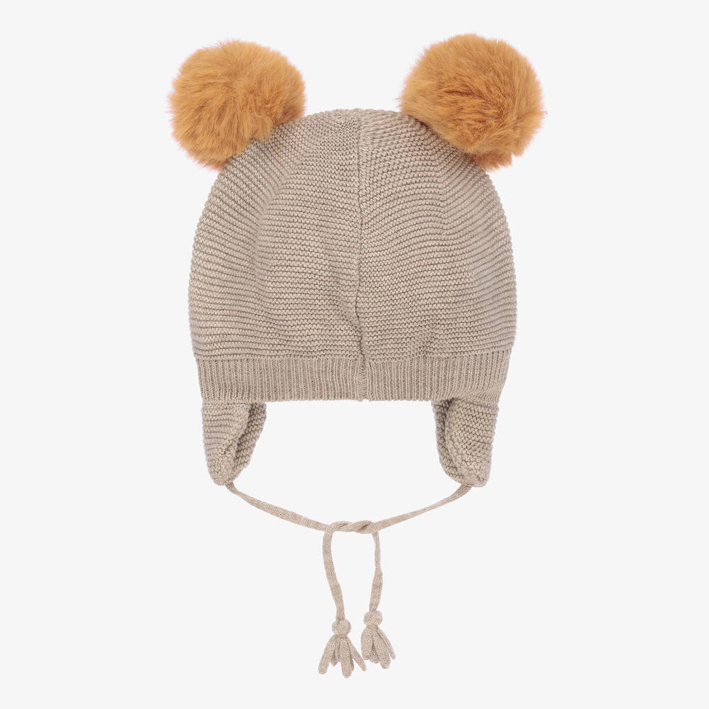 Tutto Piccolo - Brown Knitted Pom-Pom Hat | Childrensalon Outlet