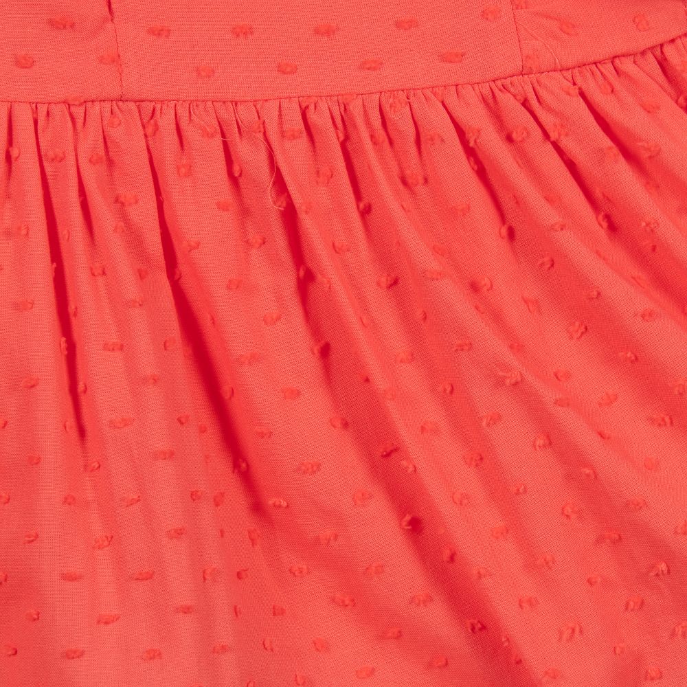 Tutto Piccolo-Коралловое платье из хлопка плюмети | Childrensalon Outlet