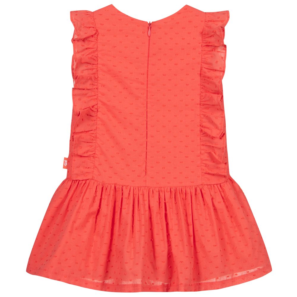 Tutto Piccolo-Коралловое платье из хлопка плюмети | Childrensalon Outlet