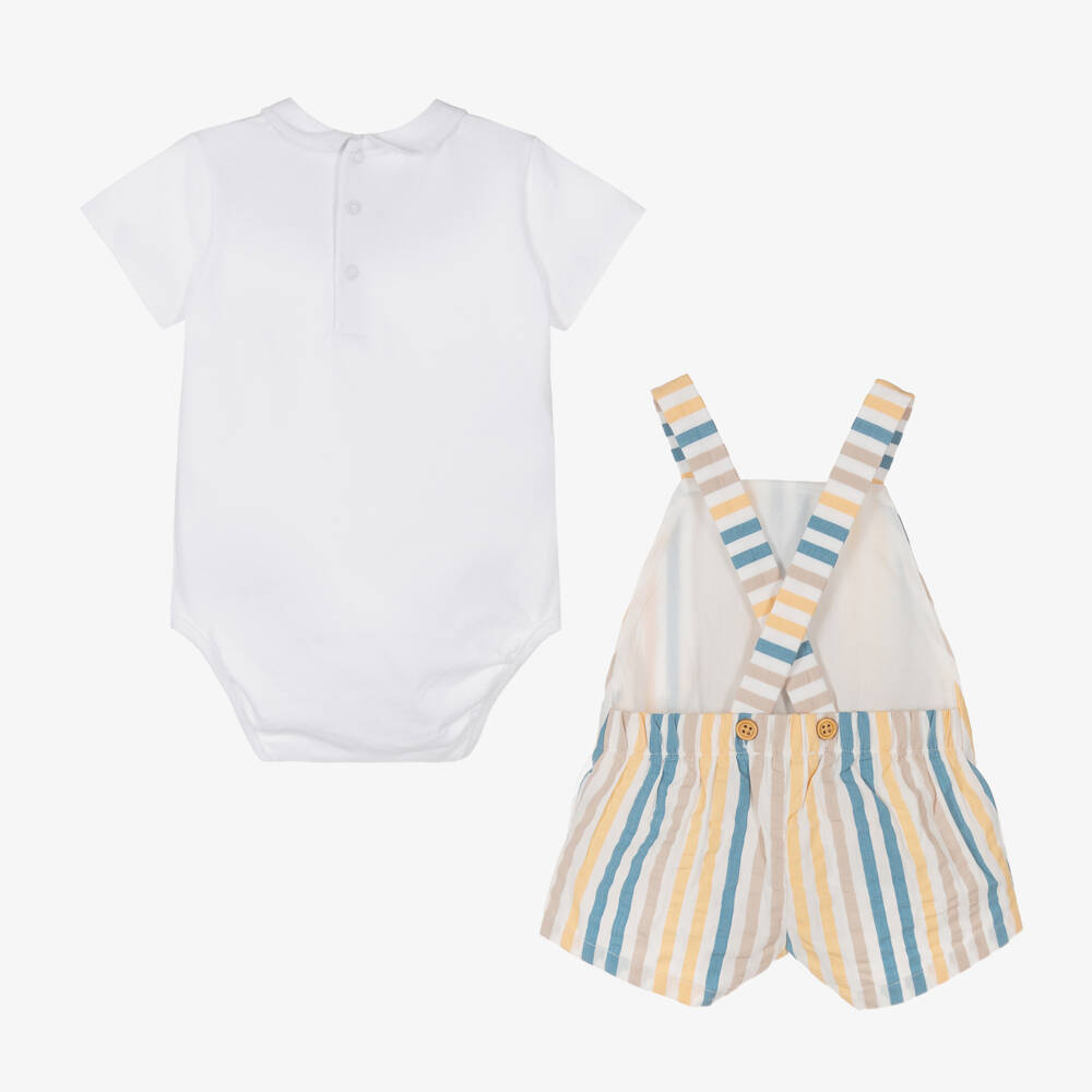 Tutto Piccolo-Gentleman's Striped Dungaree & Bodysuit Ensemble | Childrensalon Outlet