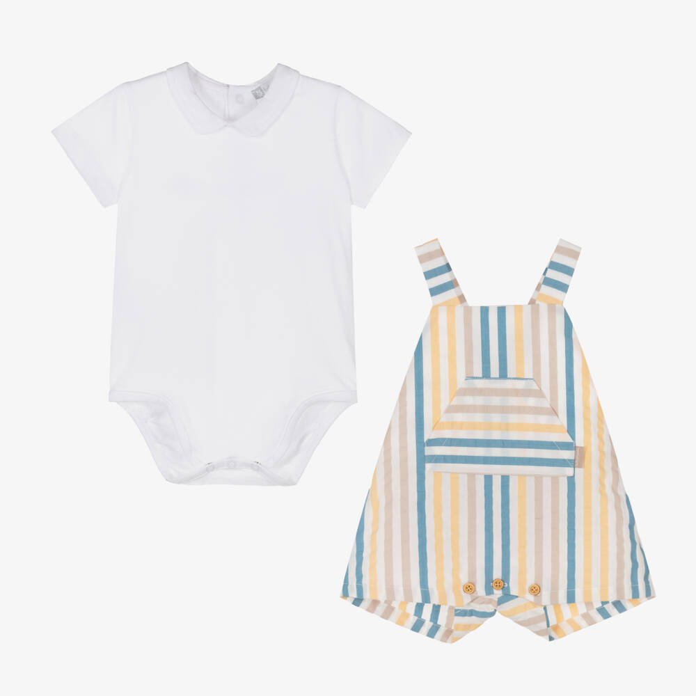 Tutto Piccolo-Gentleman's Striped Dungaree & Bodysuit Ensemble | Childrensalon Outlet