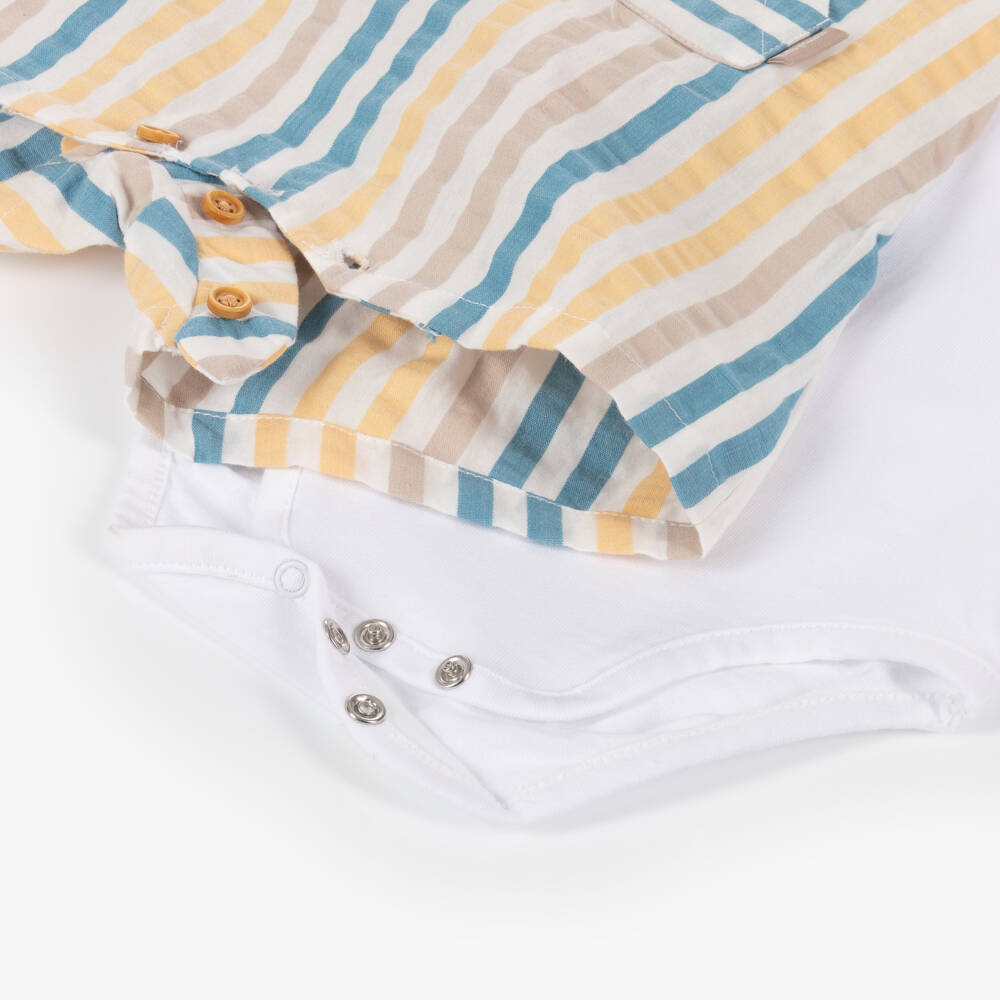 Tutto Piccolo-Gentleman's Striped Dungaree & Bodysuit Ensemble | Childrensalon Outlet