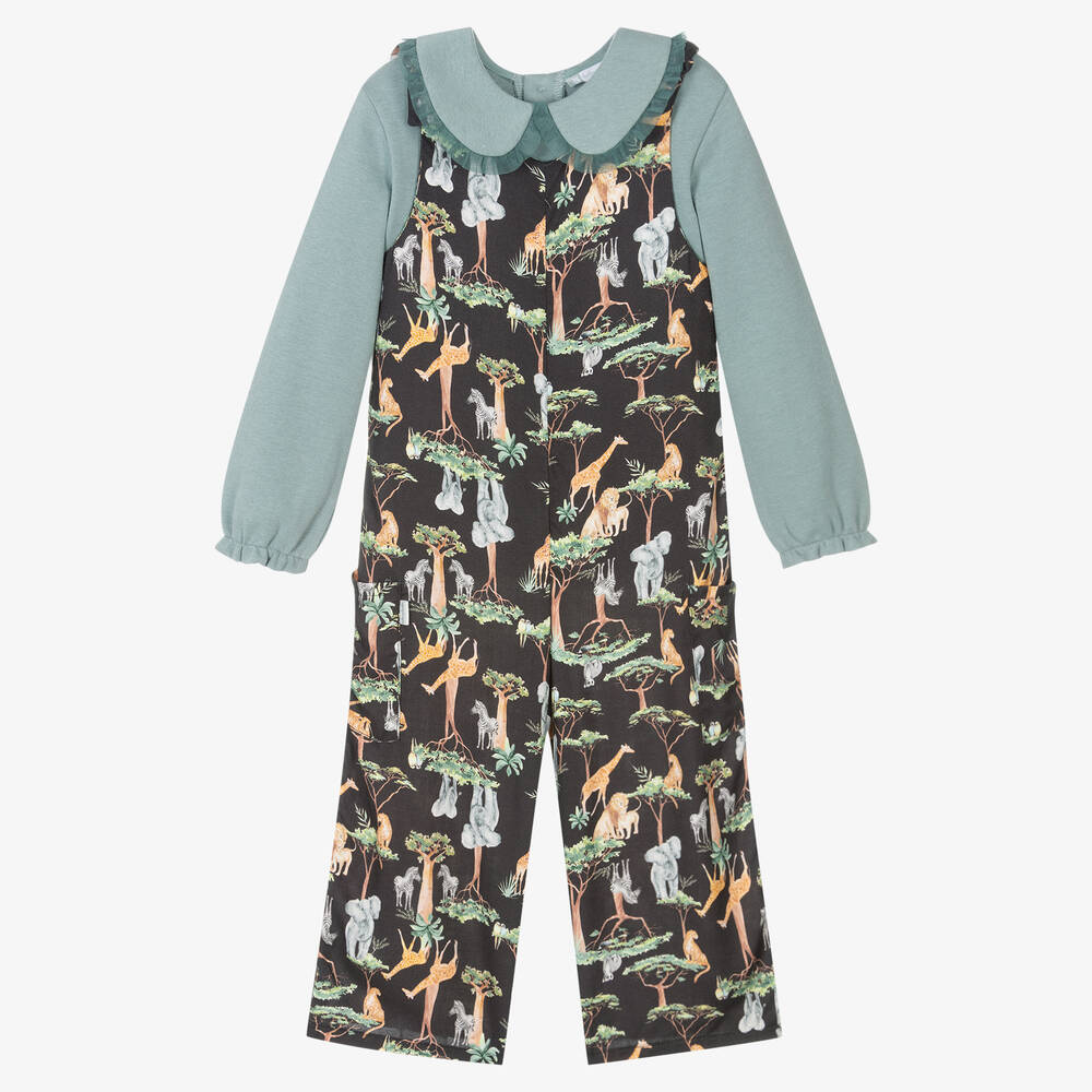 Tutto Piccolo - Girls Animal Dungaree Set | Childrensalon