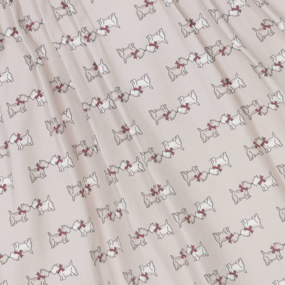 Tutto Piccolo-Girls Beige Dog Print Dress Ensemble | Childrensalon Outlet