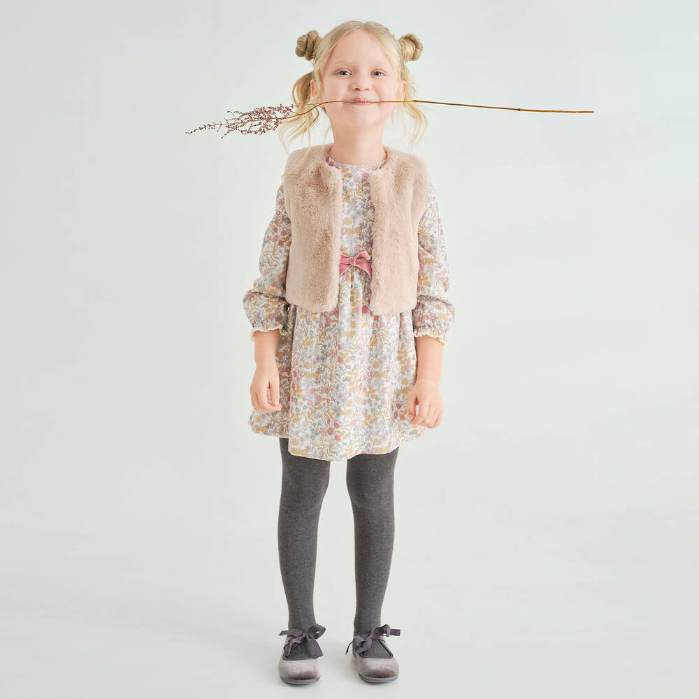 Tutto Piccolo-جيليه فرو صناعي لون بيج للبنات | Childrensalon Outlet