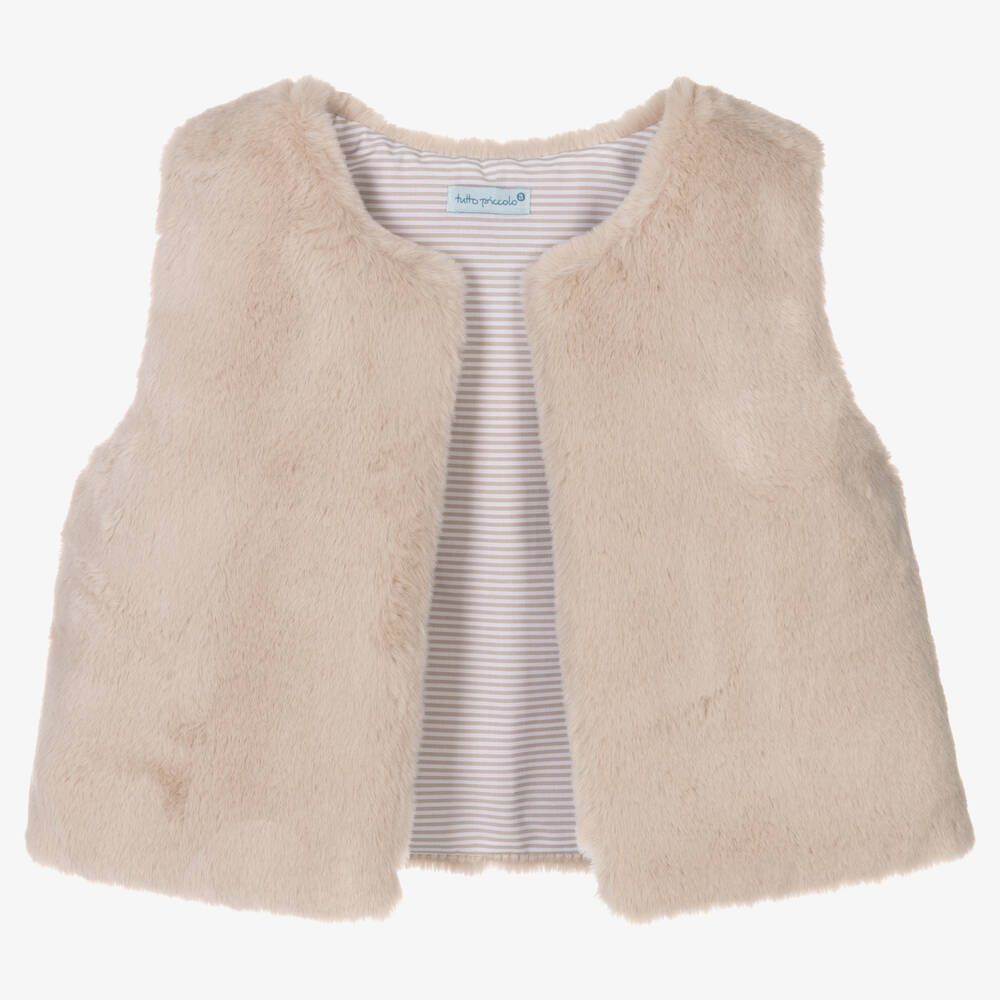Tutto Piccolo-جيليه فرو صناعي لون بيج للبنات | Childrensalon Outlet