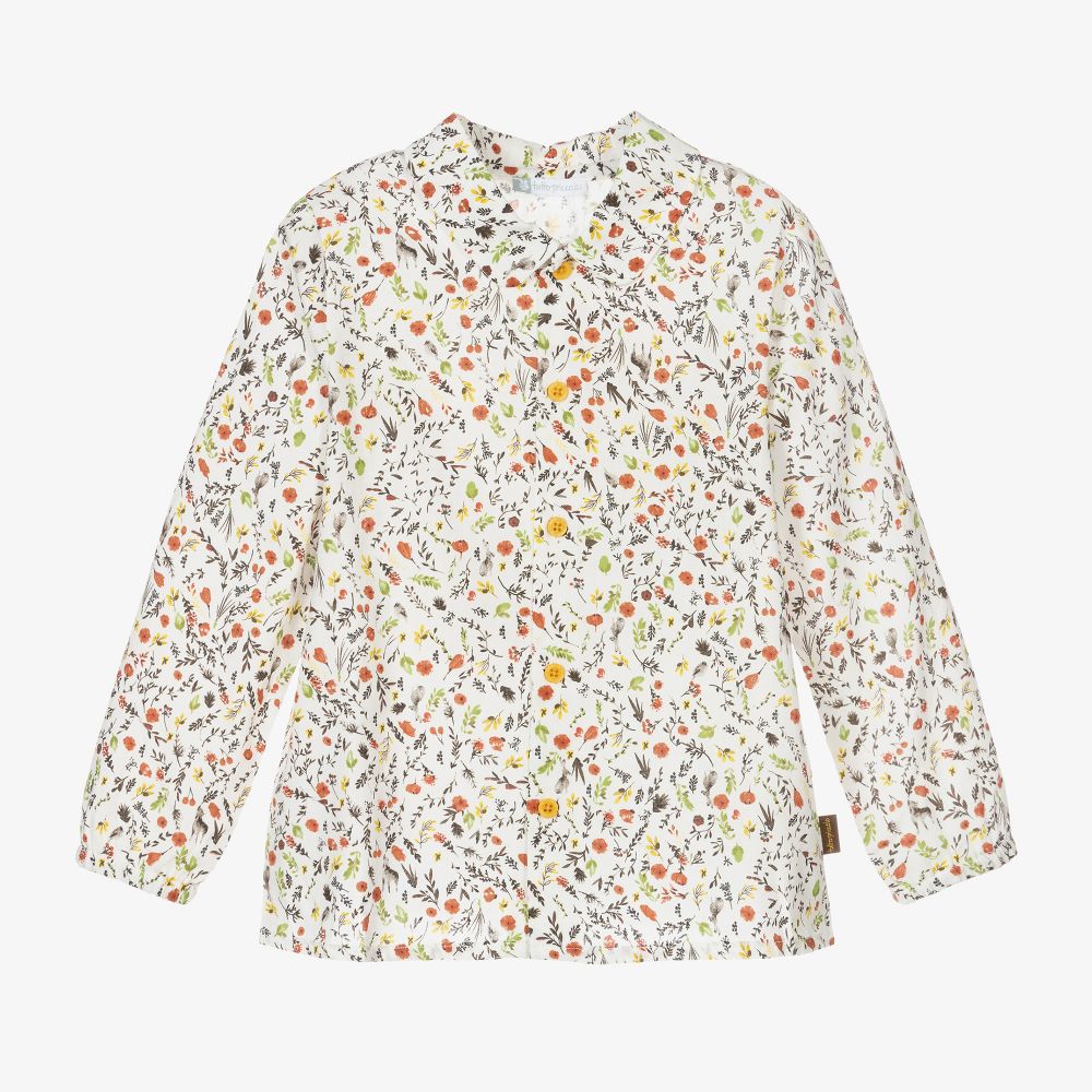 Tutto Piccolo - Бежевая блузка в цветочек для девочек | Childrensalon