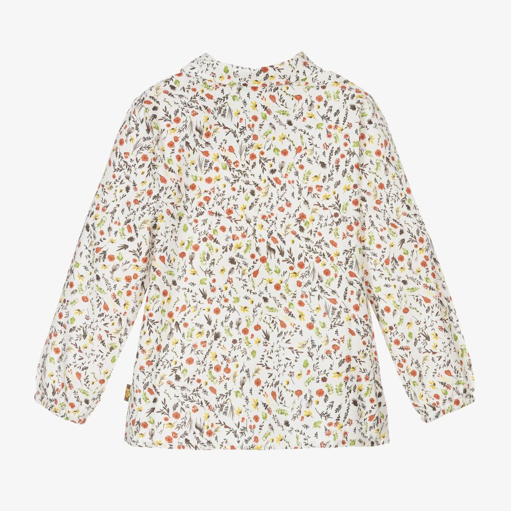 Tutto Piccolo-Бежевая блузка в цветочек для девочек | Childrensalon Outlet