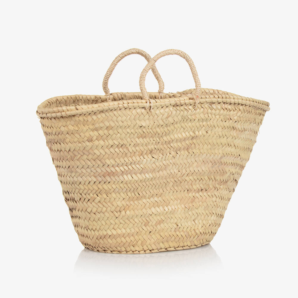 Tutto Piccolo-Girls Beige Floral Straw Bag (48cm) | Childrensalon Outlet