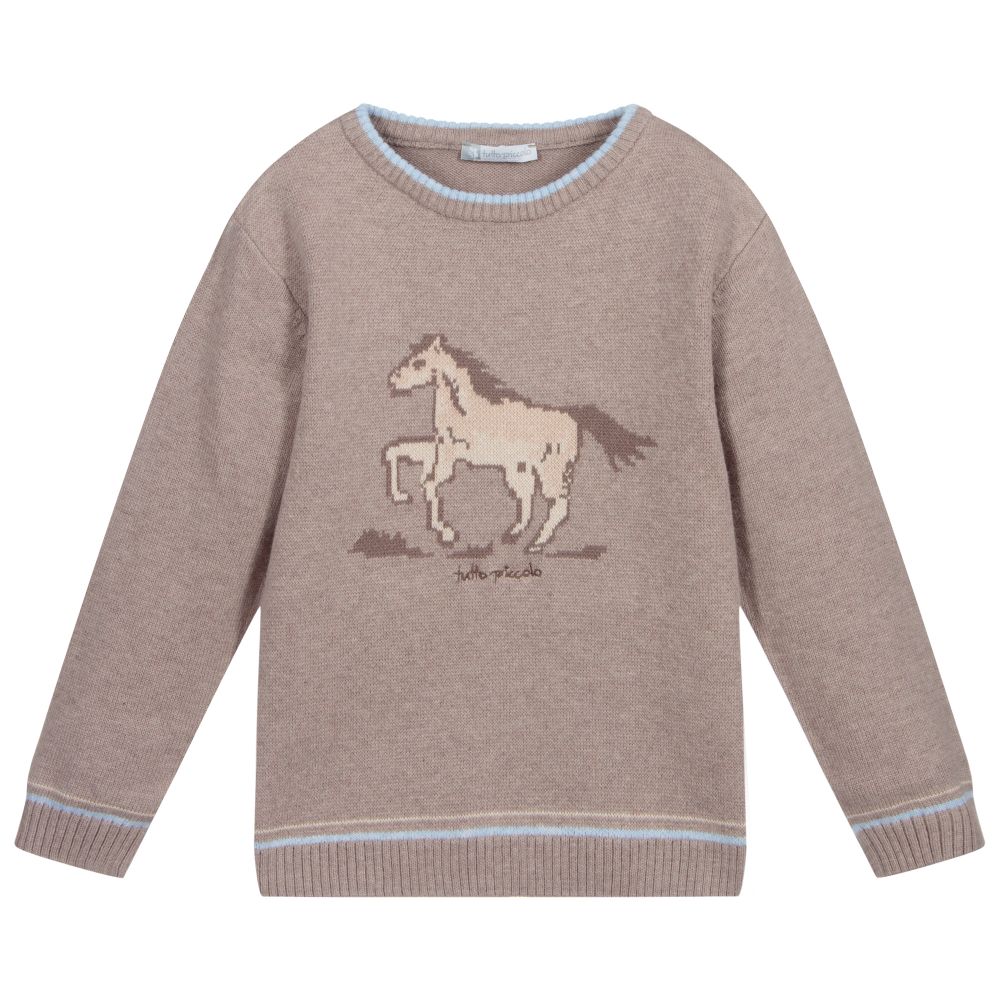 Tutto Piccolo - Girls Beige Knitted Jumper | Childrensalon