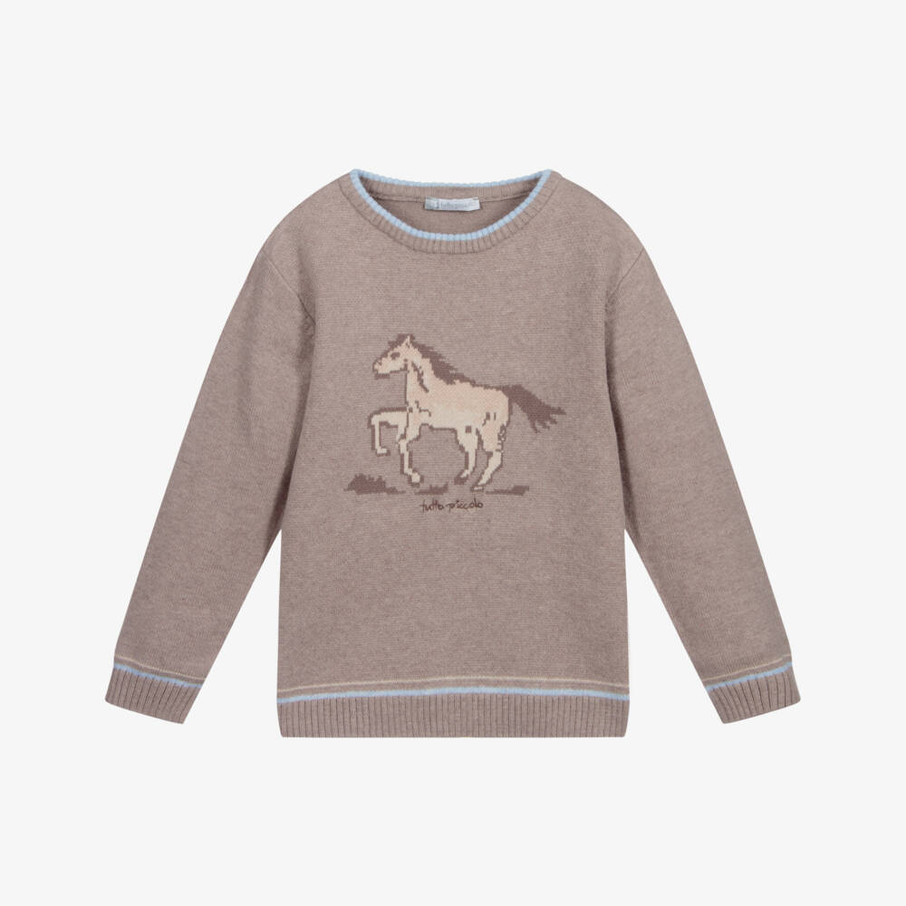 Tutto Piccolo-Girls Beige Knitted Jumper | Childrensalon Outlet