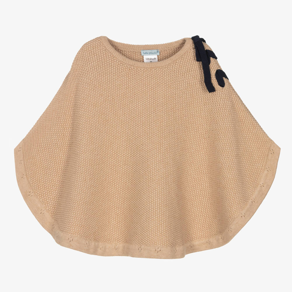 Tutto Piccolo - Beiger Strickponcho für Mädchen | Childrensalon