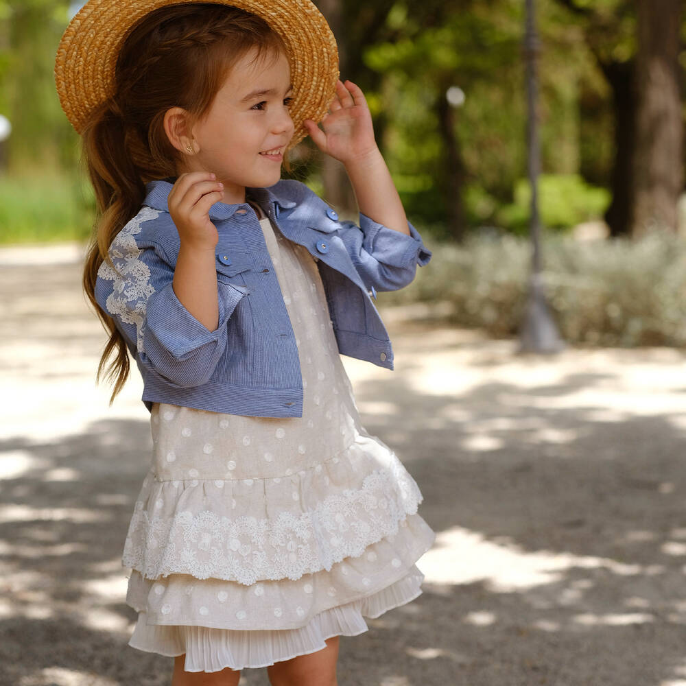 Tutto Piccolo-Бежевое льняное платье для девочек | Childrensalon Outlet