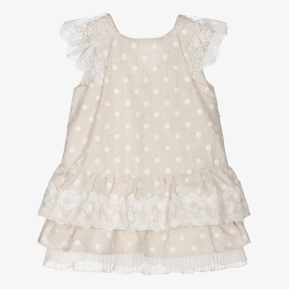 Tutto Piccolo - Girls Beige Linen Dress | Childrensalon