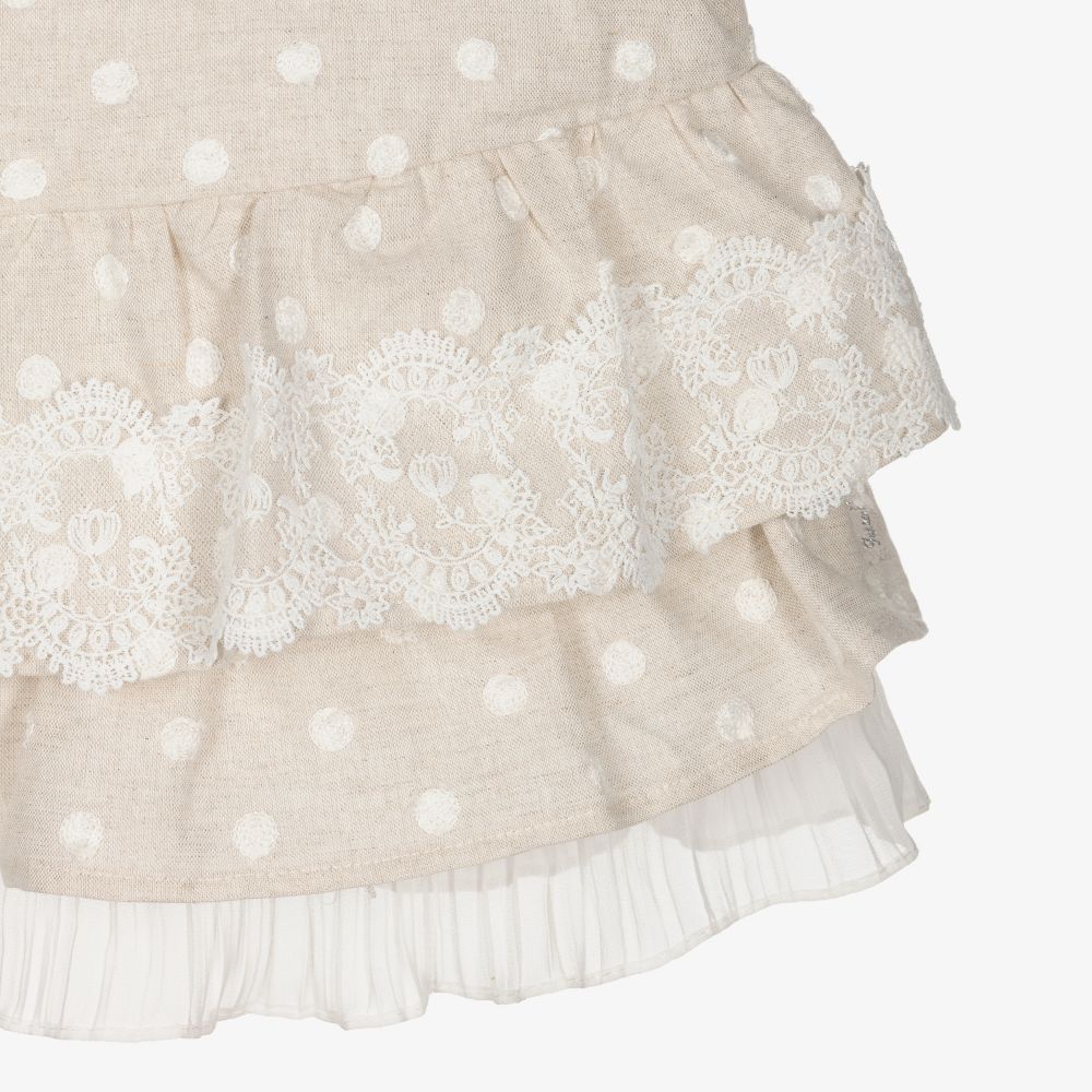 Tutto Piccolo-Бежевое льняное платье для девочек | Childrensalon Outlet