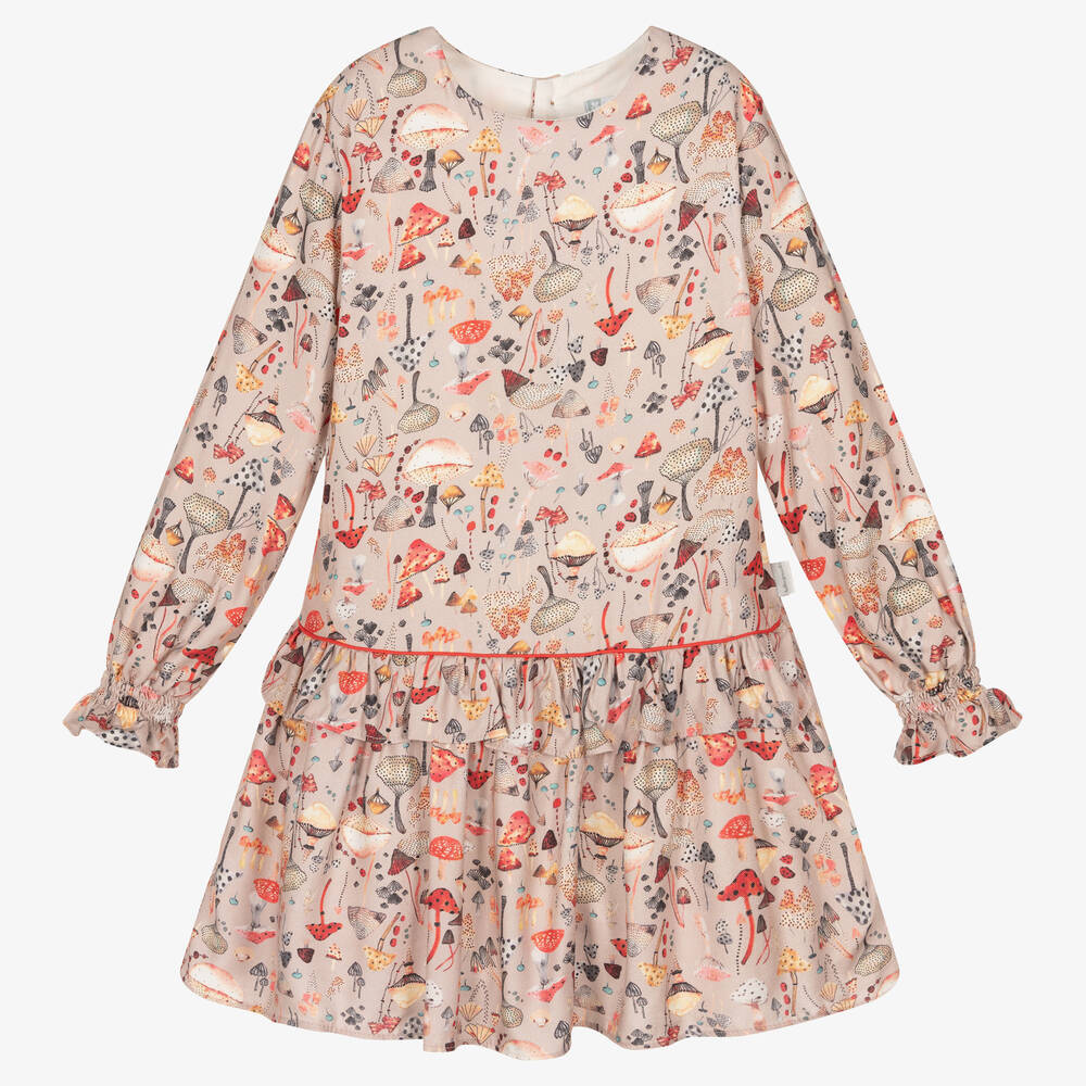 Tutto Piccolo - Бежевое платье с грибами и колготки для девочек | Childrensalon