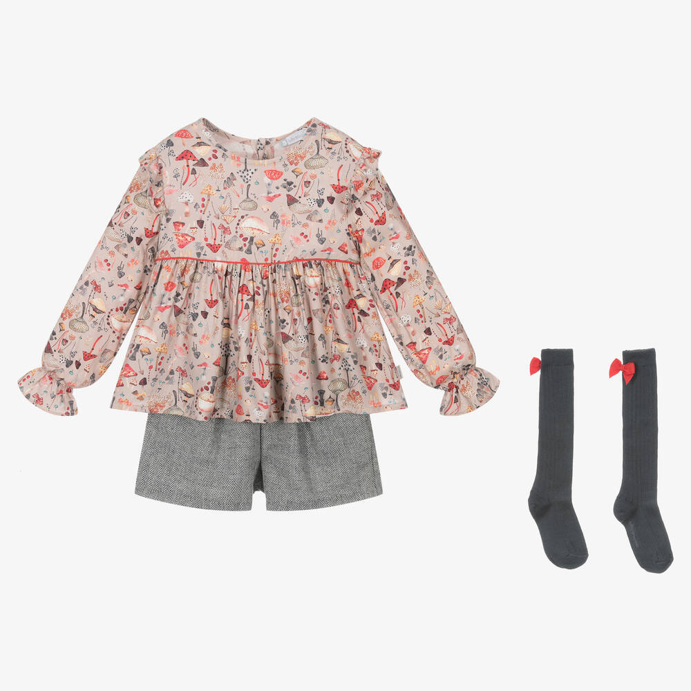 Tutto Piccolo - Бежевый комплект с шортами для девочек | Childrensalon