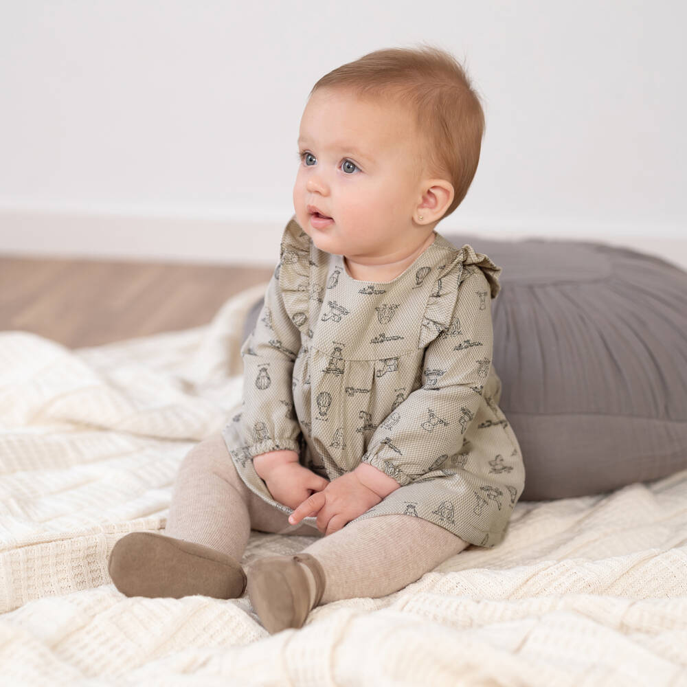 Tutto Piccolo-Girls Beige Toy Print Dress Set | Childrensalon Outlet