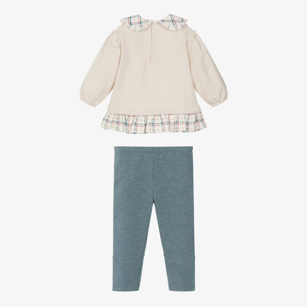 Tutto Piccolo-Girls Blue Bow Leggings Ensemble | Childrensalon Outlet