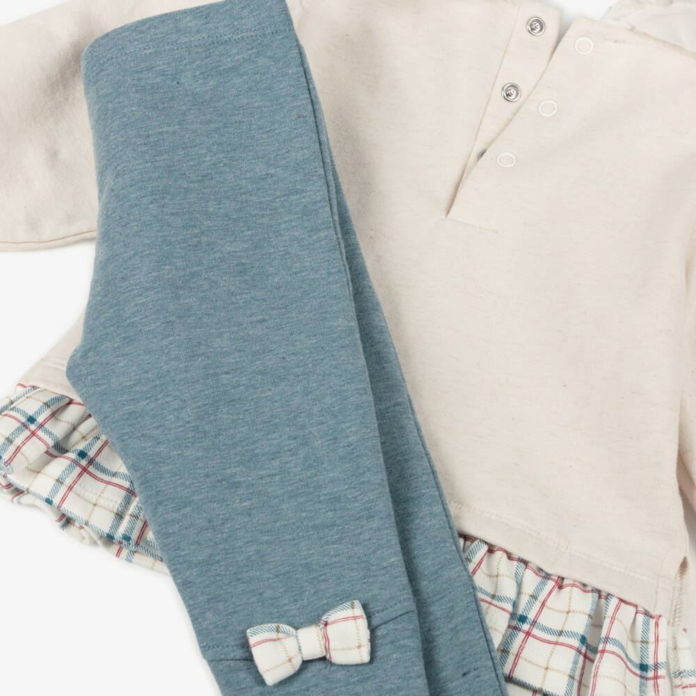Tutto Piccolo-Girls Blue Bow Leggings Ensemble | Childrensalon Outlet