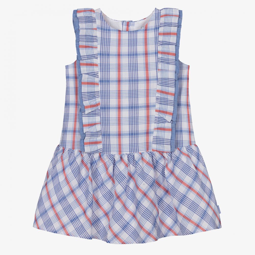 Tutto Piccolo - Robe bleue à carreaux Fille | Childrensalon