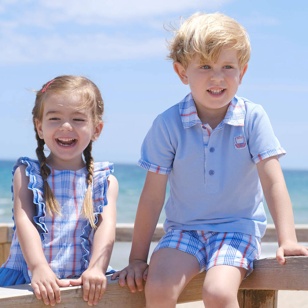 Tutto Piccolo-Голубое платье в клетку для девочек | Childrensalon Outlet