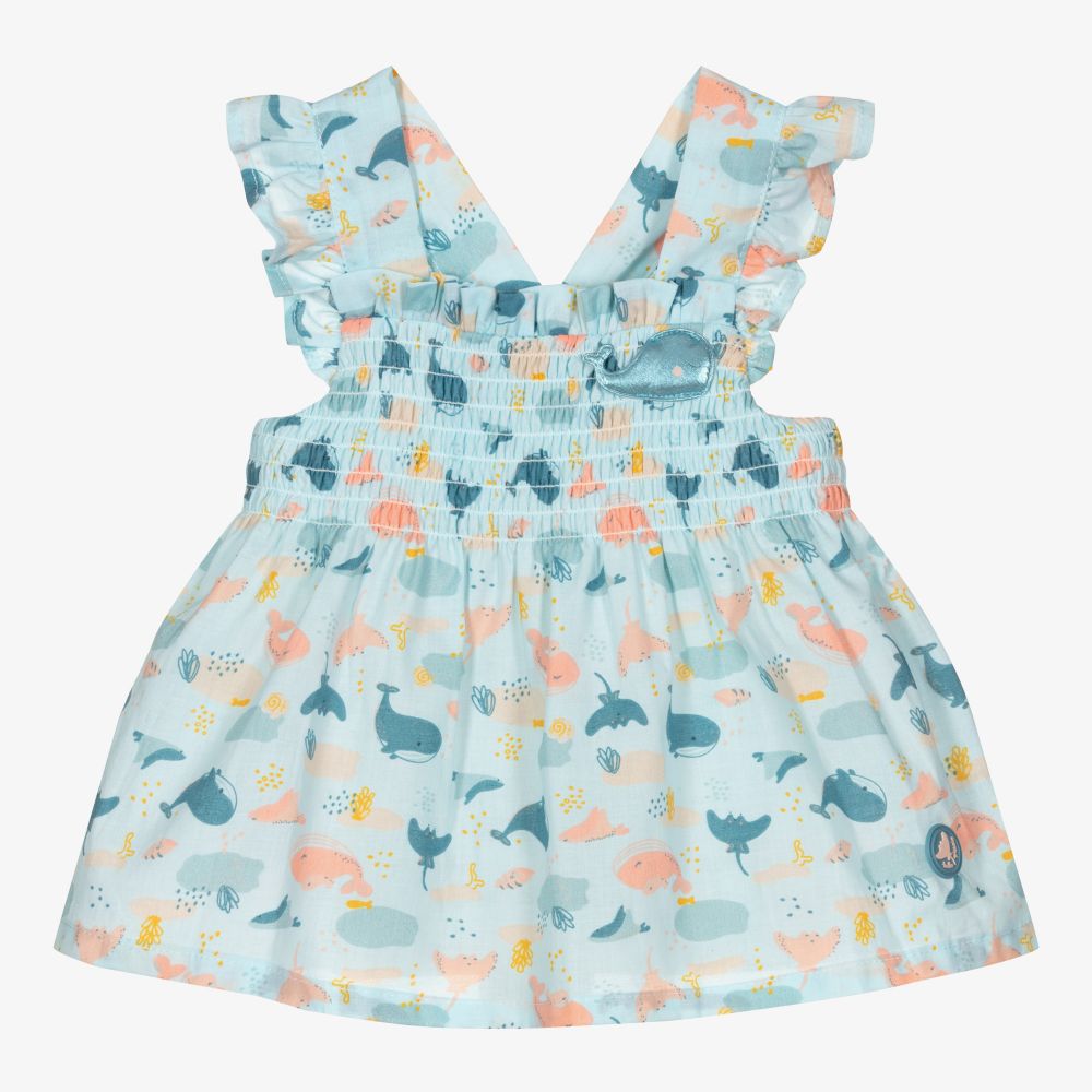 Tutto Piccolo-Girls Blue Cotton Beach Dress | Childrensalon Outlet