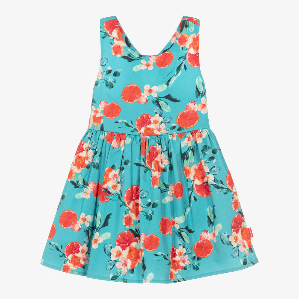 Tutto Piccolo-Girls Blue Cotton Floral Dress | Childrensalon Outlet