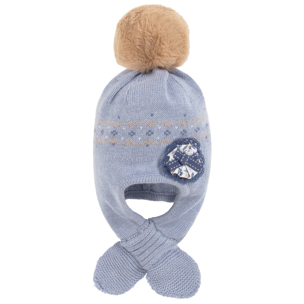 Tutto Piccolo Girls Blue Cotton Knit Hat Childrensalon Outlet
