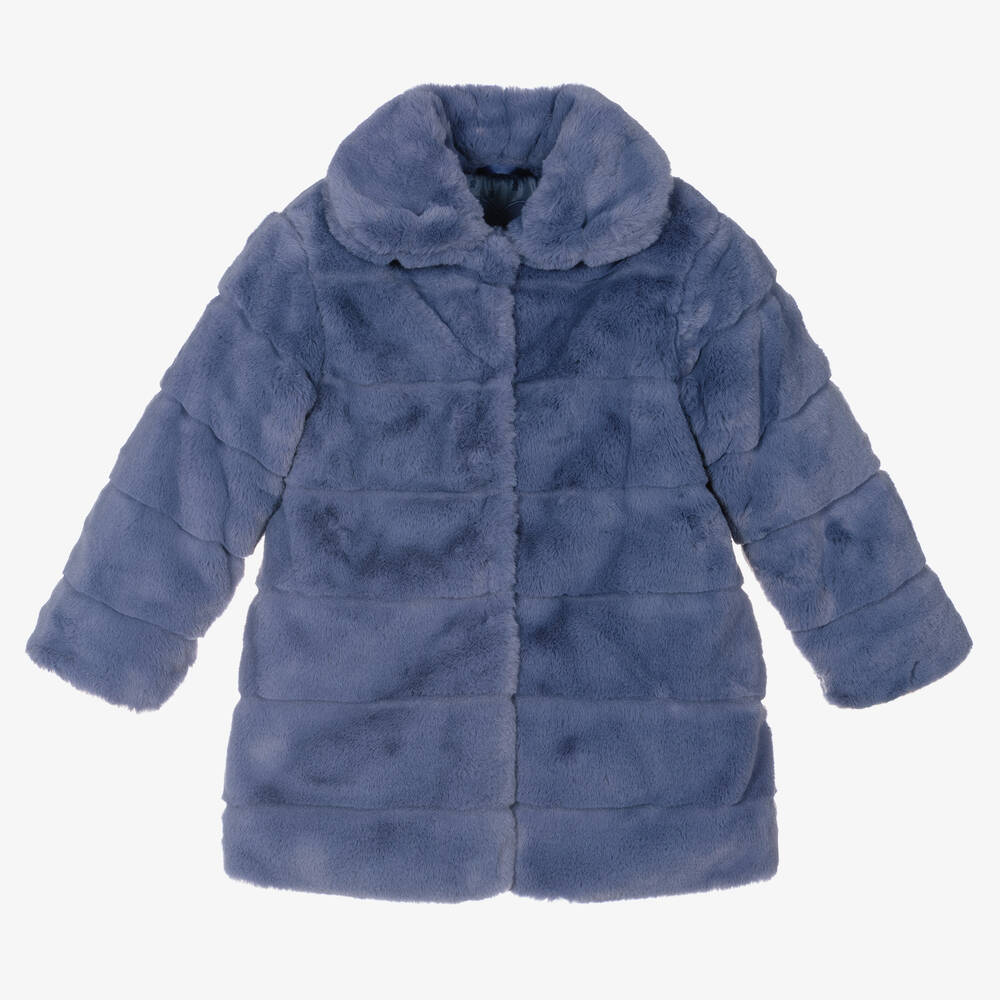 Tutto Piccolo - Manteau bleu fausse fourrure Fille | Childrensalon