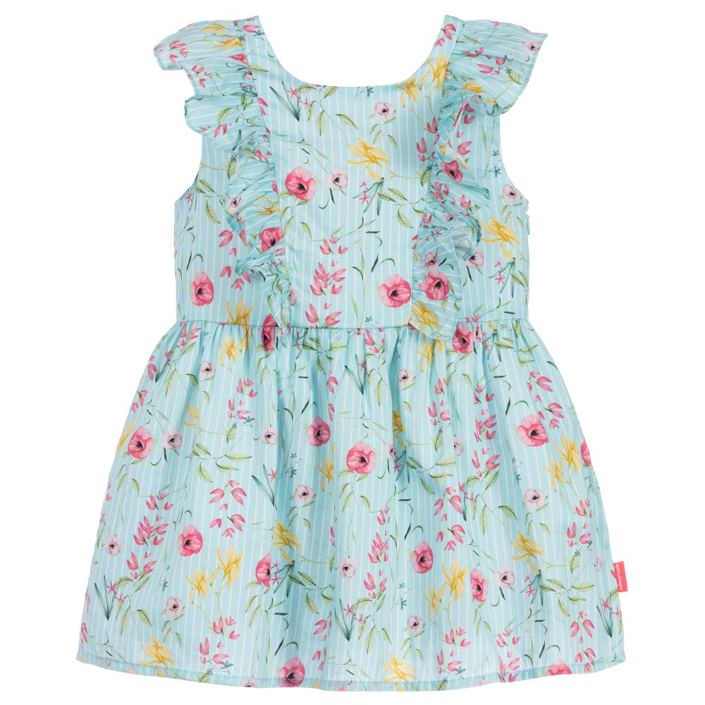 Tutto Piccolo - Girls Blue Floral Cotton Dress | Childrensalon