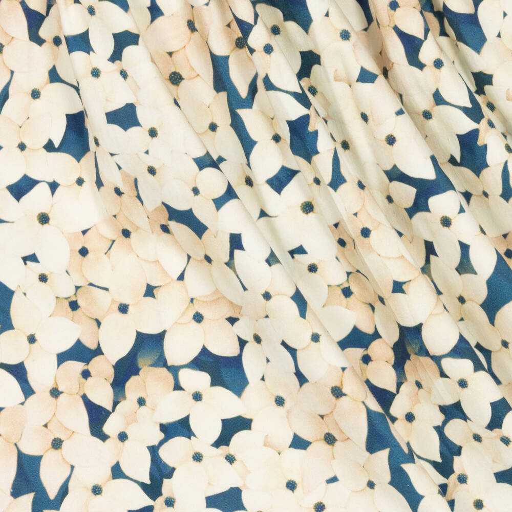 Tutto Piccolo-Хлопковое платье в цветочек и синие колготки | Childrensalon Outlet