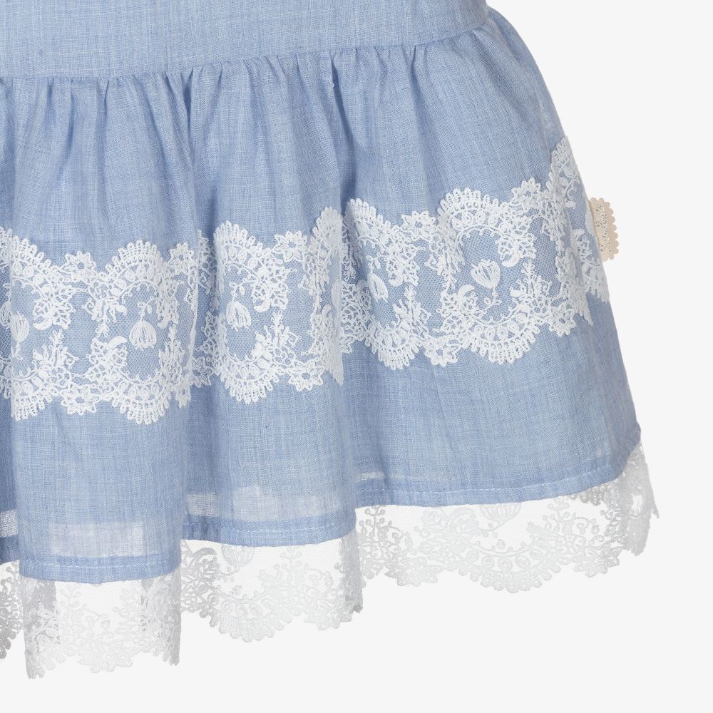 Tutto Piccolo-Голубое платье с кремовым кружевом для девочек | Childrensalon Outlet